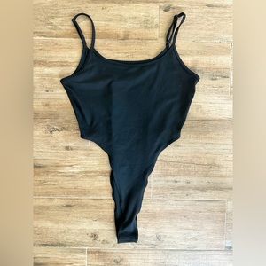 Black thong bodysuit